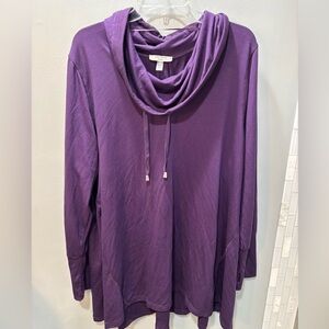 Plus Size Women’s Purple Cowl Neck Sweater